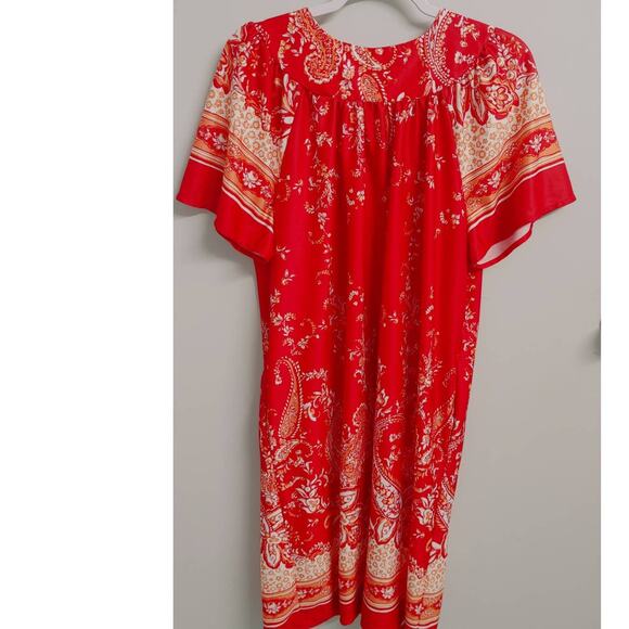 Anthony Richards House Lounge Dress Red Paisley Hawaiian MuMu Large - Picture 3 of 4